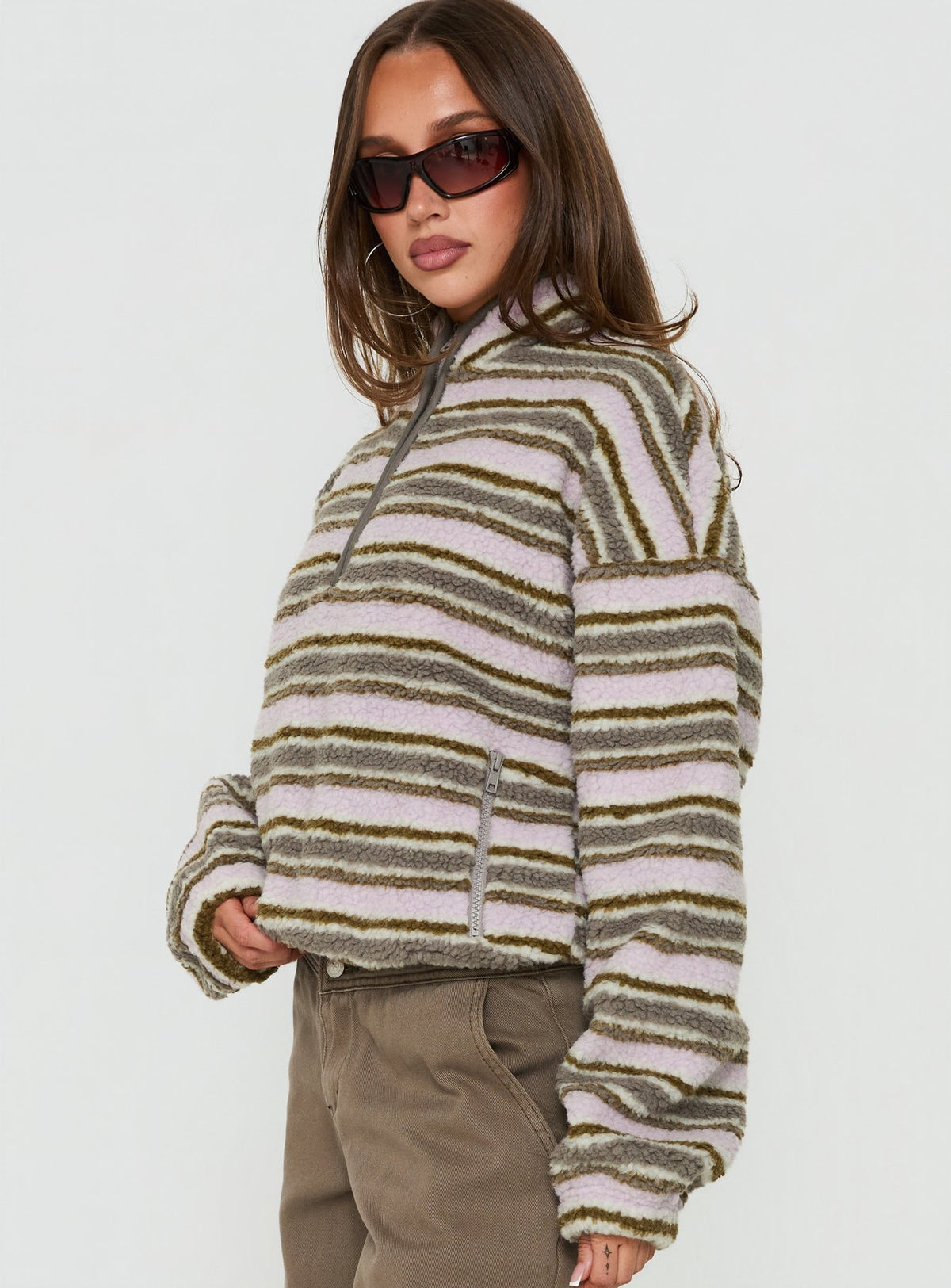 Quinee Polar Fleece Jumper Pink Multi