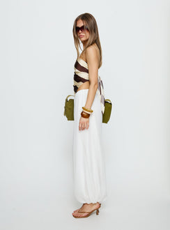side view of model wearing Princess Polly Mirosa Balloon Leg Pants White Mid Rise Pants 