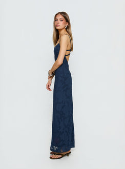 Ariadne Scoop Backless Maxi Dress Navy Burnout