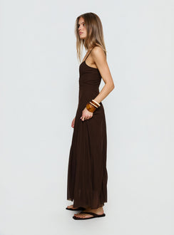 Janeira Pleat Maxi Dress Chocolate