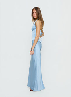 In A Trance Halter Corset Maxi Dress Blue