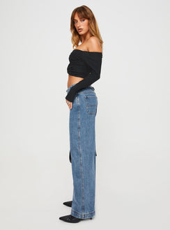 product Princess Polly High Waisted  Jankins Baggy Jeans Mid Wash