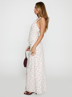   side view of model wearing Princess Polly On The Radio Maxi Skirt Multi Maxi Skirts Skirts 