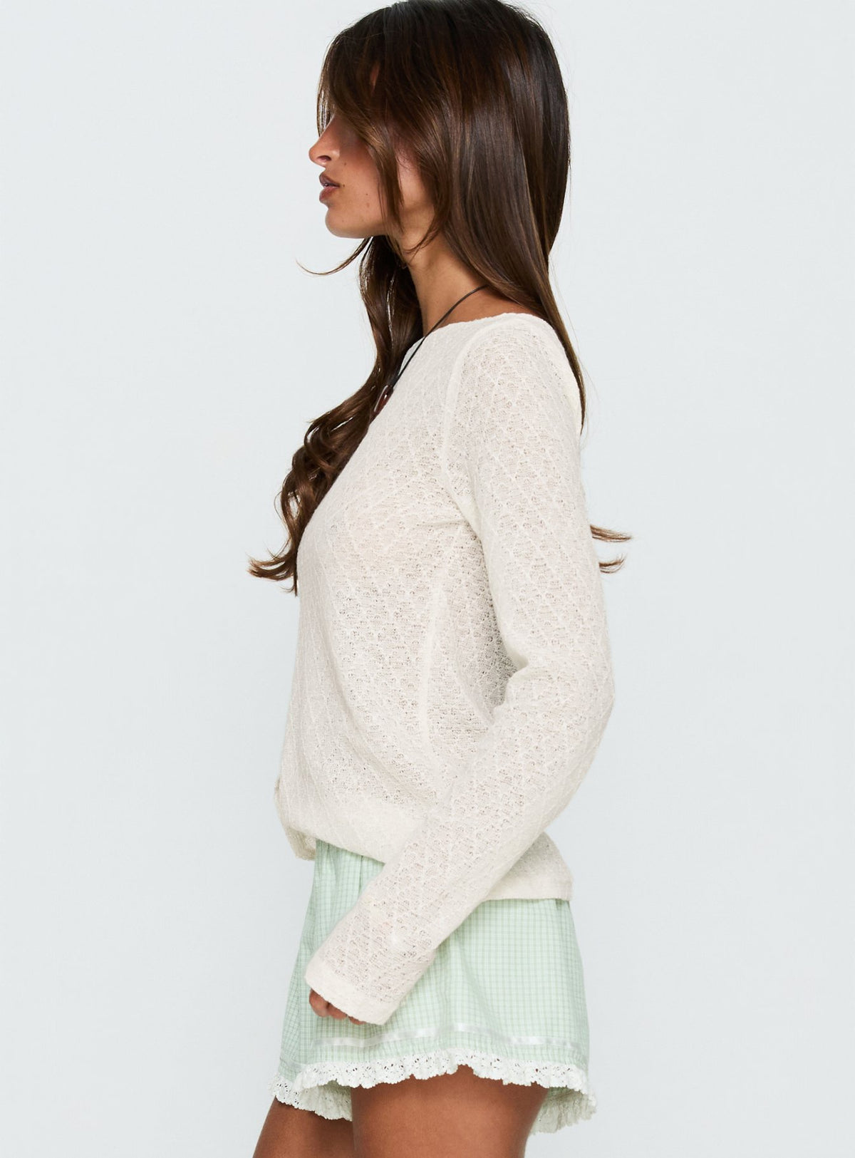 Rhubarb Lace Shorts Green Check