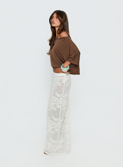   side view of model wearing Princess Polly Opresia Crochet Maxi Skirt White Maxi Skirts 