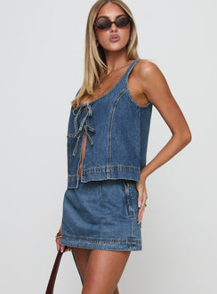 Stefenie Denim Skort Mid Wash Petite
