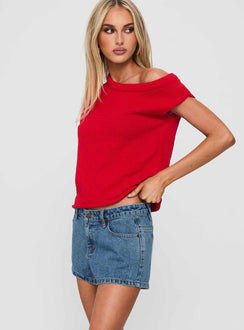 Dreamful Low Rise Mini Denim Short Mid Blue Wash Tall