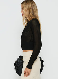 Milanah Lace Knit Cardigan Black