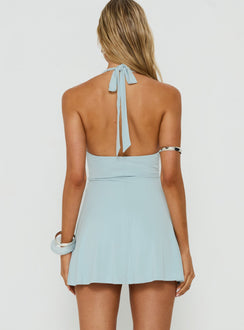 Tikaia Twist Halter Mini Dress Ice Blue