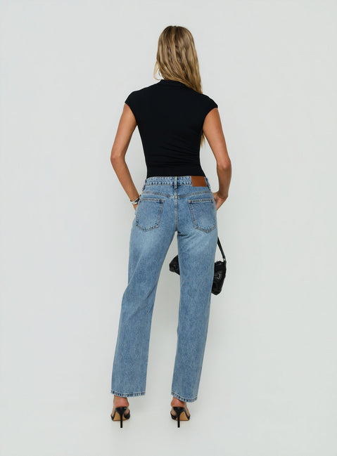 Fedela Mid Rise Tapered Jeans Light Vintage Blue