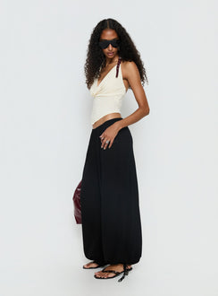 side view of model wearing Princess Polly Moondancer Balloon Pants Black Mid Rise Pants 