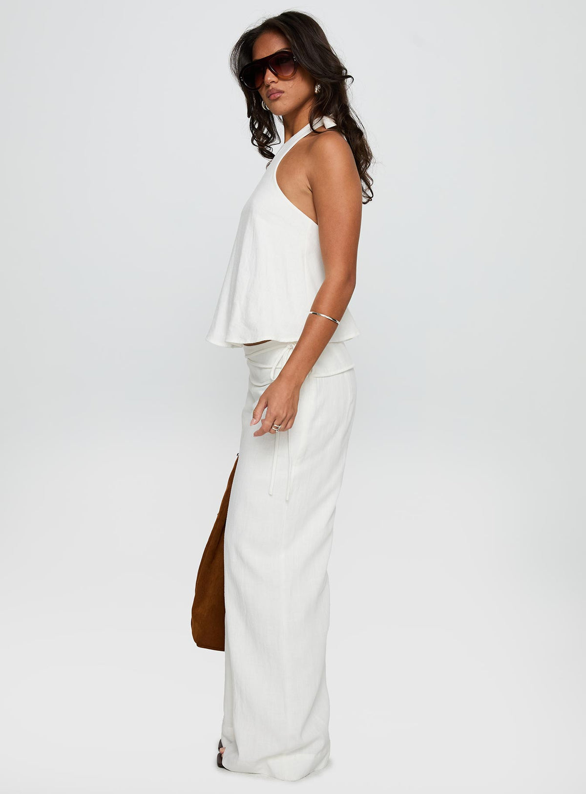 Silver Moon Linen Blend Tie Pants White Tall