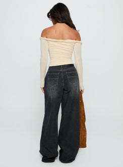 Discover Naylor Wide Leg Jeans Grey Wash Petite womens-jeans in high-rise back view of model wearing