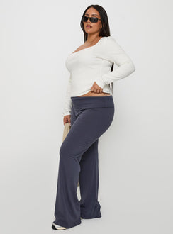side view of model wearing Princess Polly Movement Yoga Pant Blue Curve 