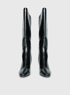 Sawyer Knee High Boots Black Crinkle