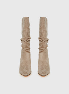 Such A Charmer Faux Suede Scrunch Boot Taupe