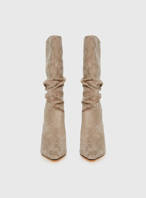 Such A Charmer Faux Suede Scrunch Boot Taupe