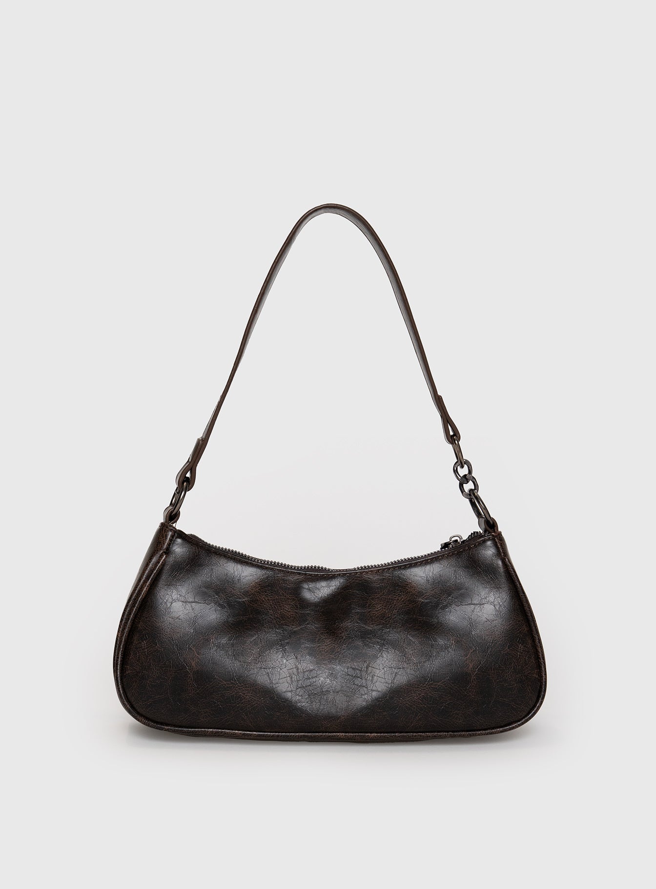 Faux leather shoulder bag Adjustable & removable cross-body and shoulder straps, silver-toned hardware, zip fastening, twin front pockets with magnetic button fastening, flat base