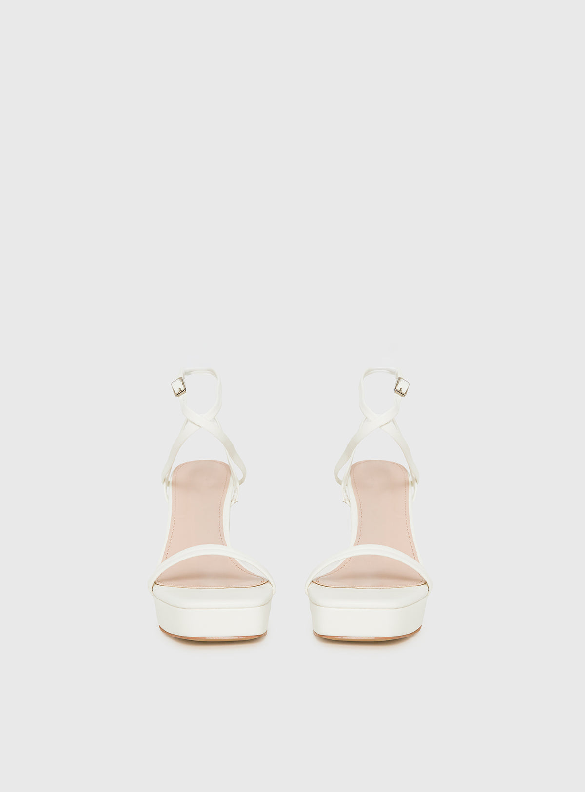 Tessie Ankle Strap Heels Matte White