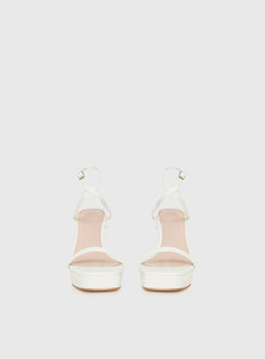 Tessie Ankle Strap Heels Matte White