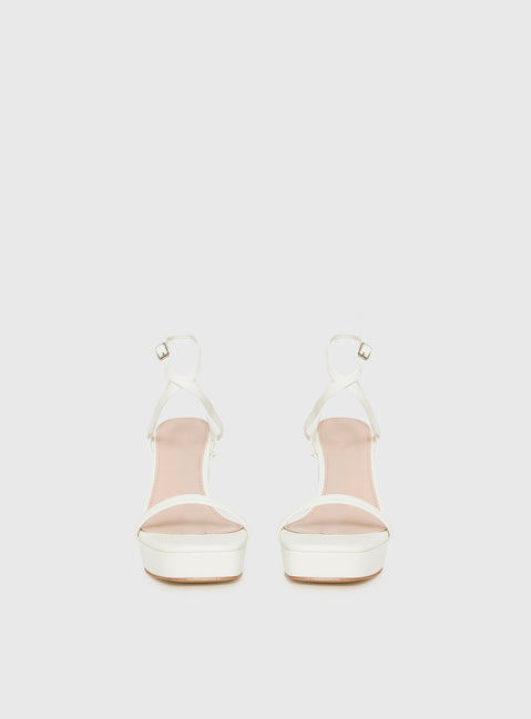 Tessie Ankle Strap Heels Matte White