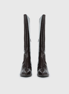 Therapy Dove Knee High Boots Chocolate Croc