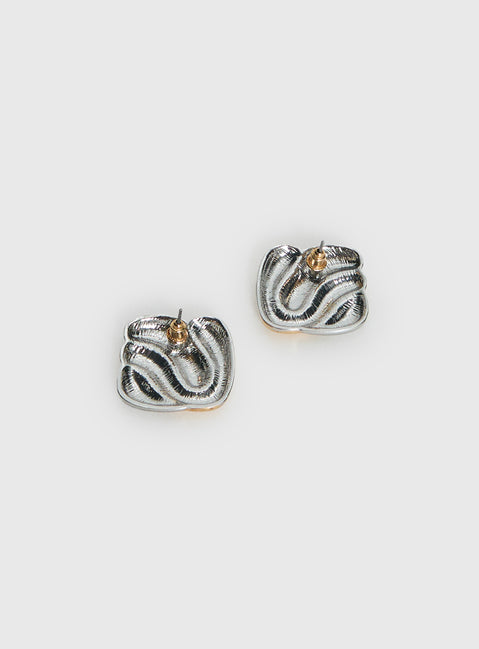 Heavenly Dream Square Earrings Gold / Silver