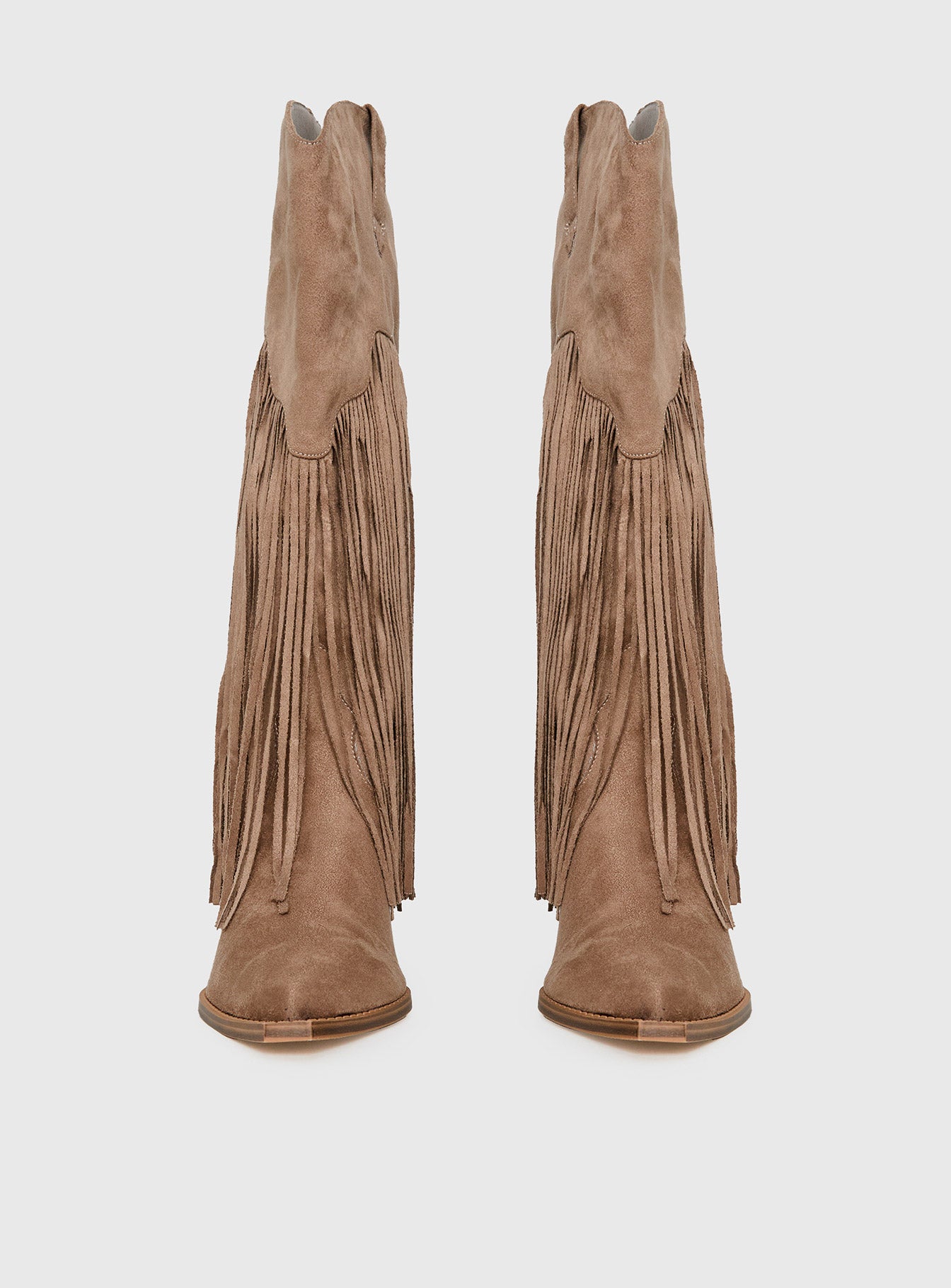 Like An Angel Faux Suede Tassel Knee High Boots Tan