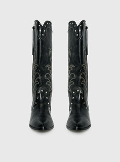 Austin Distressed Cowboy Boots Black
