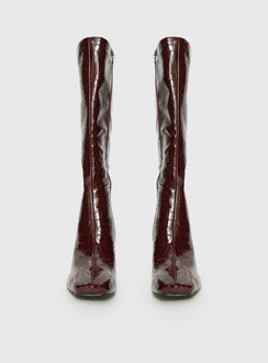 Alexx Knee High Boots Burgundy