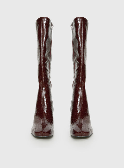 Alexx Knee High Boots Burgundy