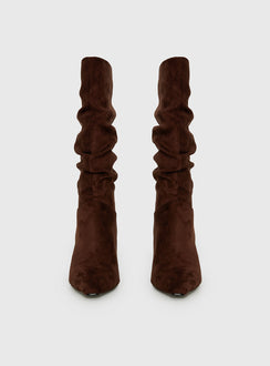 Such A Charmer Faux Suede Scrunch Boot Chocolate