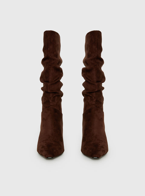 Such A Charmer Faux Suede Scrunch Boot Chocolate