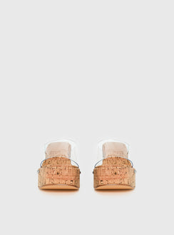 Pale Moonlight Platform Heels Cork / Clear