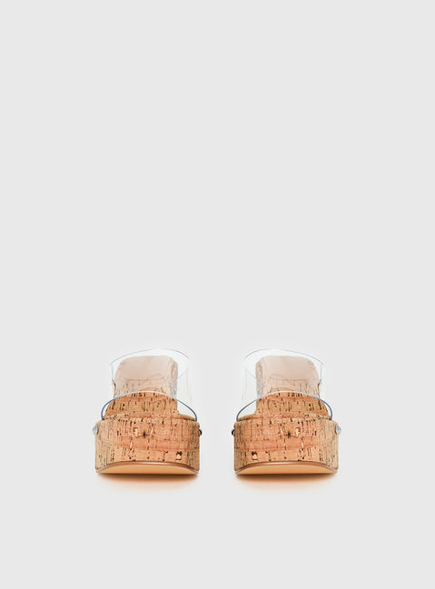Pale Moonlight Platform Heels Cork / Clear