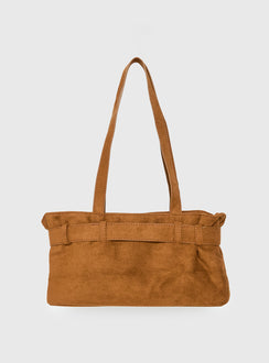 Views Of Capri Faux Suede Buckle Shoulder Bag Brown
