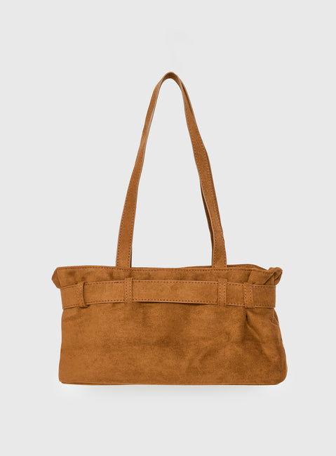 Views Of Capri Faux Suede Buckle Shoulder Bag Brown