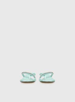 Little Italy Diamante Detail Thong Heels Aqua