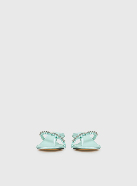 Little Italy Diamante Detail Thong Heels Aqua