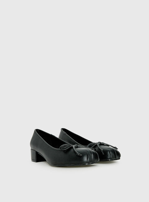 Therapy Sire Block Heel Ballerina Shoes Black