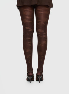 Pomeline Floral Tights Brown
