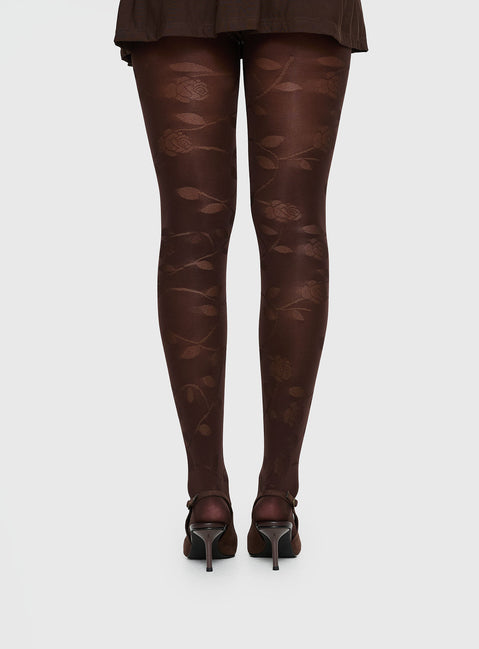 Pomeline Floral Tights Brown