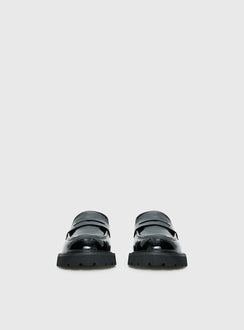 Face The Wind Faux Leather Loafers Black