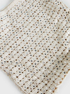 Moon Glow Crochet Metallic Tote Bag Cream