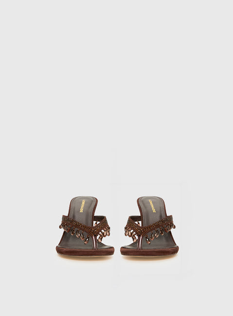 Ameliah Tassel Heels Brown