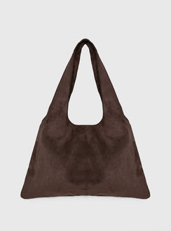 Tell The Truth Studded Faux Suede Bag Chocolate