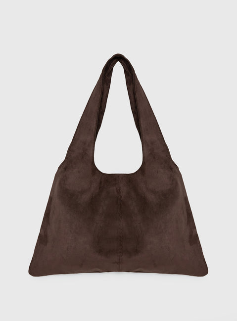 Tell The Truth Studded Faux Suede Bag Chocolate