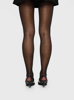 Avelaine Sheer Polka Tights Black
