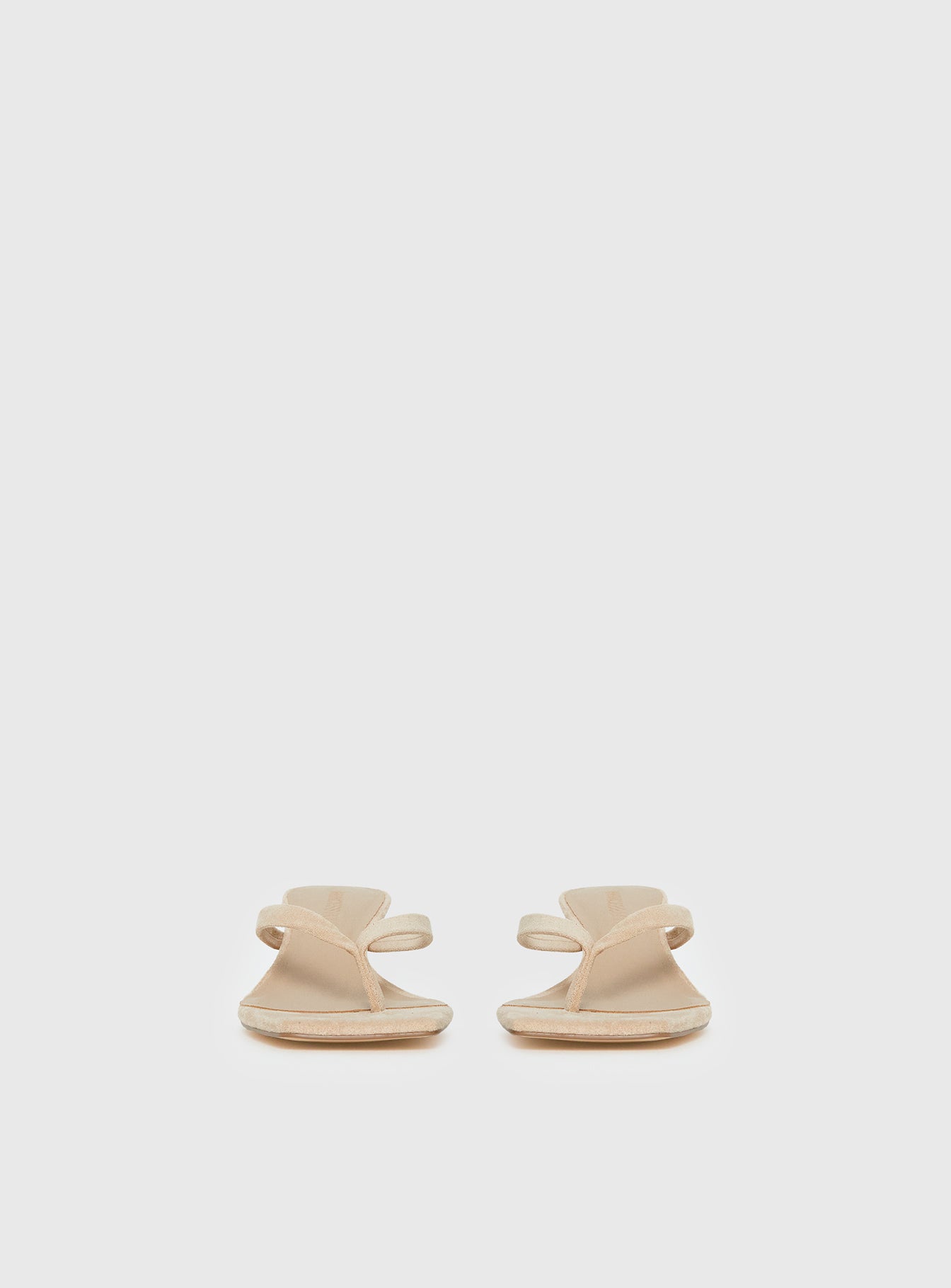 So Exclusive Faux Suede Thong Heels Tan