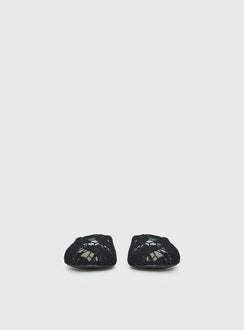Gretta Lace Slip On Flats Black